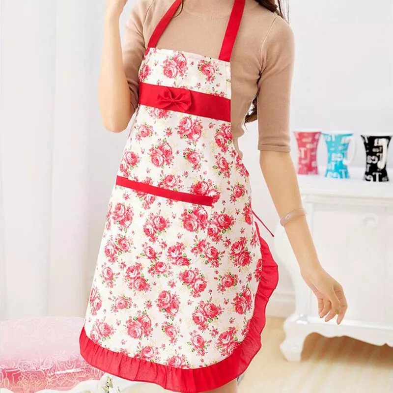 1 Paquete De Delantal De Sarga De Terciopelo De Piel De Melocoton Con Lazo Y Encaje, Con Motivos Florales, Delantal De Cocina Con 2 Bolsillos, En Oferta 1 Paquete De Delantal De Sarga De Terciopelo De Piel De Melocoton Con Lazo Y Encaje