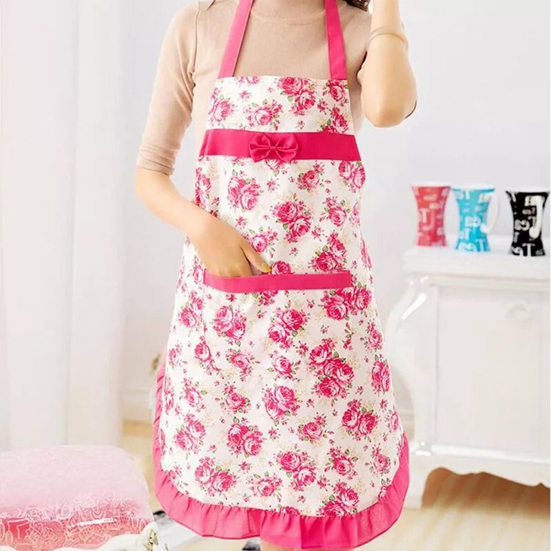 1 Paquete De Delantal De Sarga De Terciopelo De Piel De Melocoton Con Lazo Y Encaje, Con Motivos Florales, Delantal De Cocina Con 2 Bolsillos, En Oferta 1 Paquete De Delantal De Sarga De Terciopelo De Piel De Melocoton Con Lazo Y Encaje