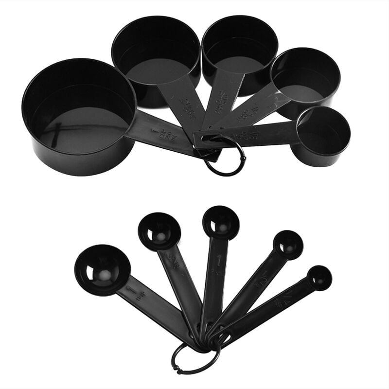 10 unids / set tazas medidoras juego de cucharas herramientas de ponderacion para hornear DIY plastico PP de calidad alimentaria con marca claramente barato