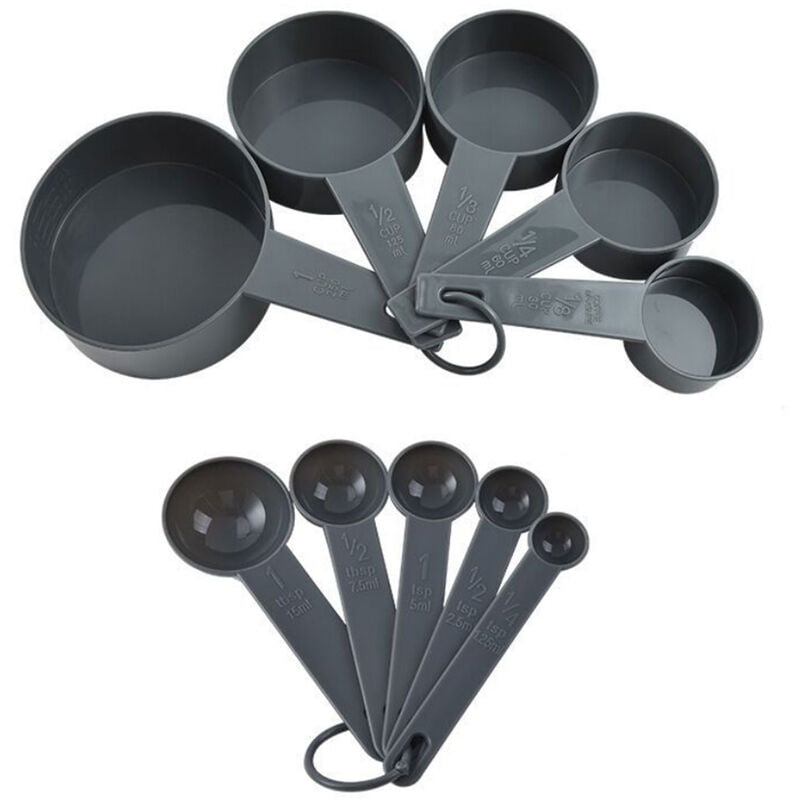 10 unids / set tazas medidoras juego de cucharas herramientas de ponderacion para hornear DIY plastico PP de calidad alimentaria con marca claramente barato