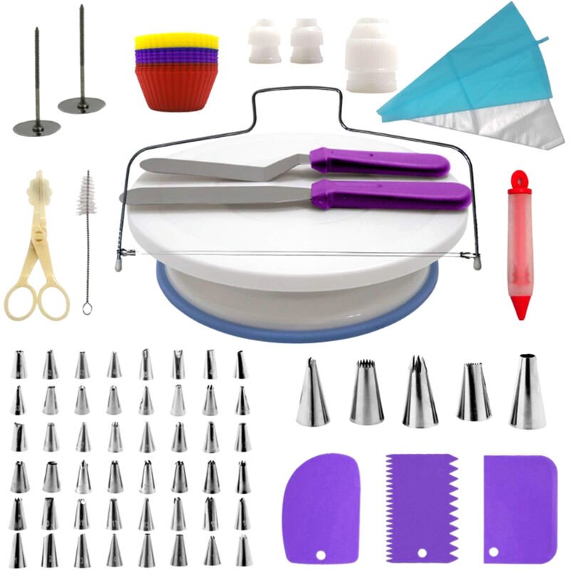 106 piezas Kit de suministros de decoracion de pasteles para hornear Fondant Juego de herramientas Tocadiscos Bolsa de tuberia Punta Pluma Espatula barato