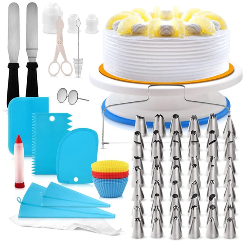 106 piezas Kit de suministros de decoracion de pasteles para hornear Fondant Juego de herramientas Tocadiscos Bolsa de tuberia Punta Pluma Espatula barato