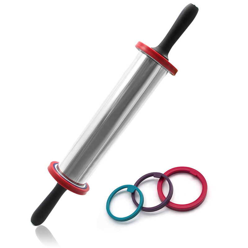 11 pulgadas de acero inoxidable antiadherente Palo de amasar 3 Secciones ajustable Espesor Harina Palillos de la pizza Rodillos barato