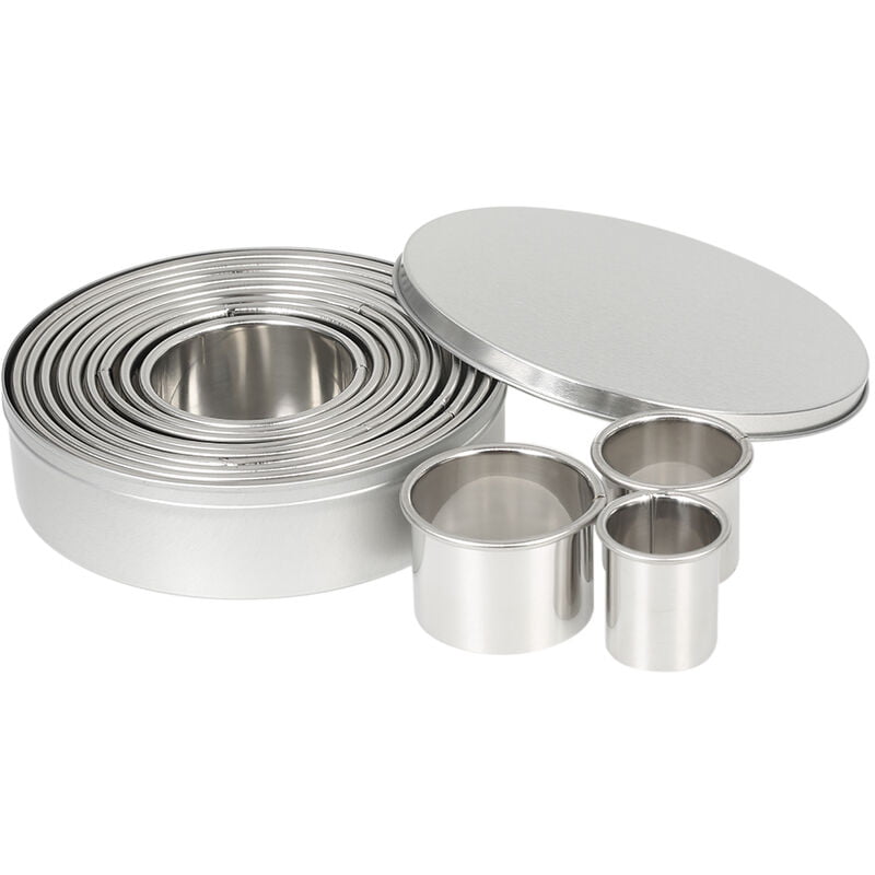 12 unids / set cortador de galletas de circulo de acero inoxidable multifuncional