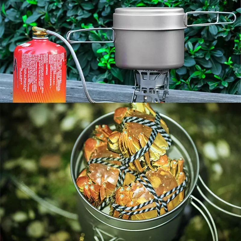 1600Ml Titanio Pot Set Pan Superligero De Camping Juego De Utensilios De Cocina Portatil Herramienta Con Mango Plegable En Oferta 1600Ml Titanio Pot Set Pan Superligero De Camping Juego De Utensilios De Cocina Portatil Herramienta Con Mango Plegable Barato