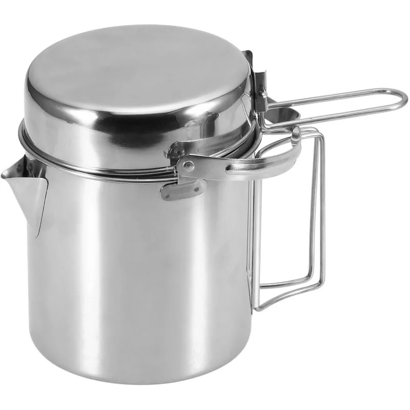 1L Acero Inoxidable Cocina Hervidor Portatil Camping Al Aire Libre Con Mochila Vaso Con Empunadura Plegable, Mango Corto En Oferta 1L Acero Inoxidable Cocina Hervidor Portatil Camping Al Aire Libre Con Mochila Vaso Con Empunadura Plegable