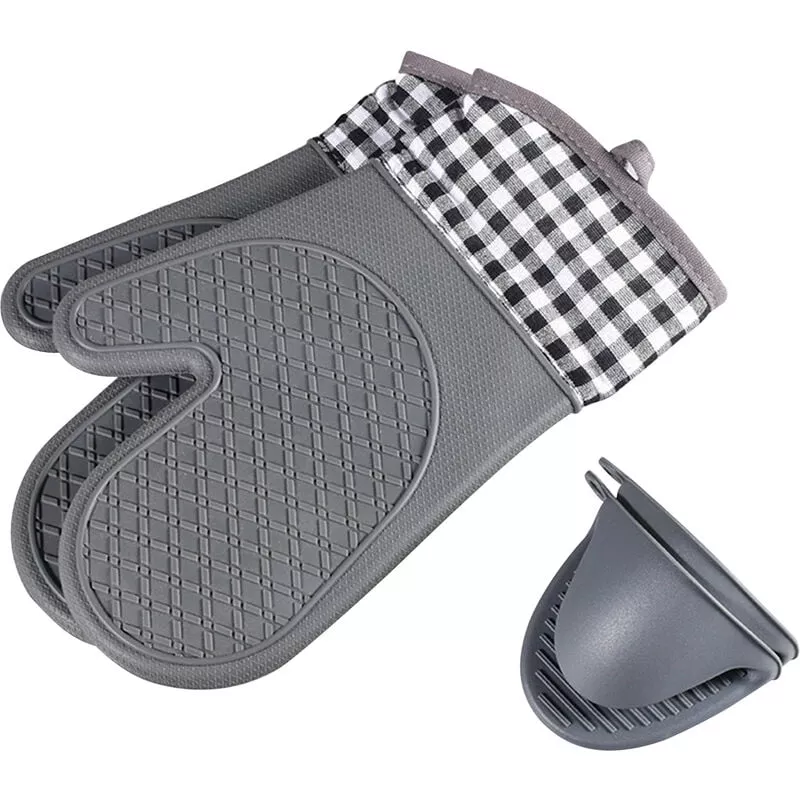 2 Manoplas De Horno Resistentes Al Calor, Pinzas De Mano Para Horno, Guantes Antideslizantes Aislados, Para Cocinar Y Hornear,Gris En Oferta 2 Manoplas De Horno Resistentes Al Calor