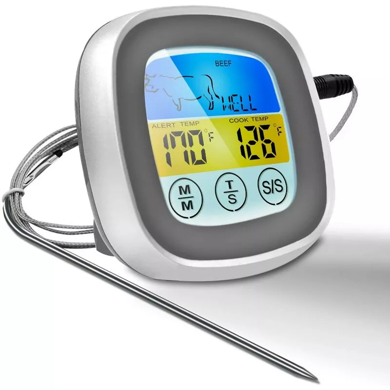 2020 Termómetro Para Carne Con Cable De Sonda Digital De 40 'Para Una Cocción Segura Con Pantalla Led Táctil A Color Para Barbacoa, Ahumador, En Oferta 2020 Termómetro Para Carne Con Cable De Sonda Digital De 40 'Para Una Cocción Segura Con Pantalla Led Táctil A Color Para Barbacoa