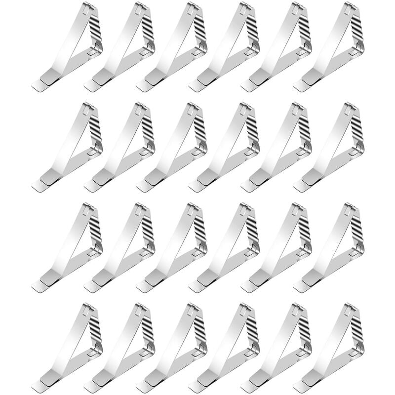 24 piezas de acero inoxidable Clips de mantel de onda triangular Clips de mantel de mesa de picnic de jardin Abrazaderas de la cubierta de la mesa barato