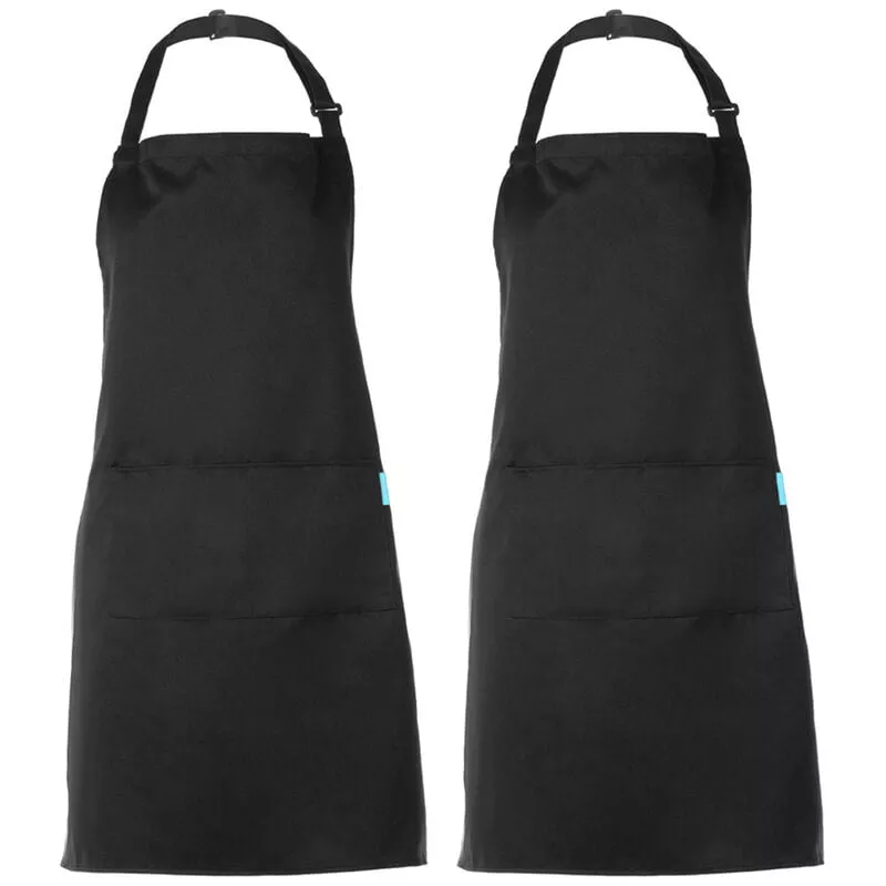 2Pcs / Set Delantal De Restaurante De Barbacoa De Cocina De Poliester Para Adultos Con Cinturon De Cuello Ajustable 2 Bolsillos Para Cocinar Hornear En Oferta 2Pcs / Set Delantal De Restaurante De Barbacoa De Cocina De Poliester Para Adultos Con Cinturon De Cuello Ajustable 2 Bolsillos Para Cocinar Hornear Barato
