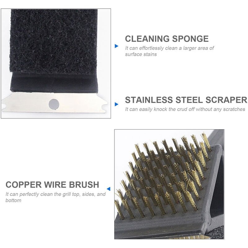 3 en 1 Cepillo de limpieza para parrilla Raspador