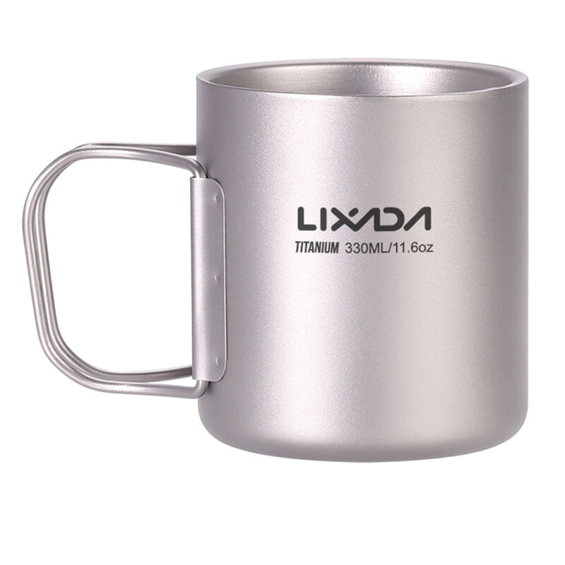 330ml Taza de agua de titanio de doble pared Taza de te de cafe para el hogar Camping al aire libre Senderismo Mochilero Picnic