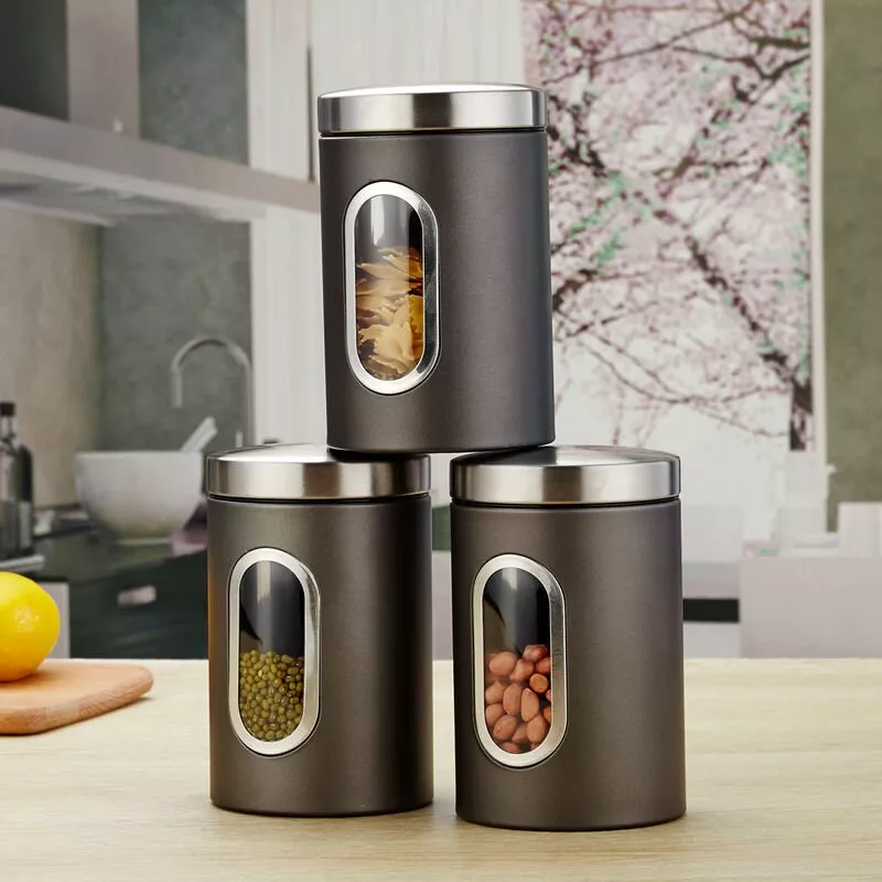 3Pcs / Set Contenedor De Almacenamiento De Alimentos Juego De Almacenamiento De Alimentos Con Tapas Tanque De Almacenamiento De Granos Con Ventana De En Oferta 3Pcs / Set Contenedor De Almacenamiento De Alimentos Juego De Almacenamiento De Alimentos Con Tapas Tanque De Almacenamiento De Granos Con Ventana De Barato