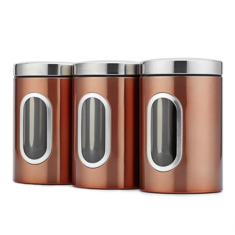 3pcs / set Contenedor de almacenamiento de alimentos Juego de almacenamiento de alimentos con tapas Tanque de almacenamiento de granos con ventana de barato