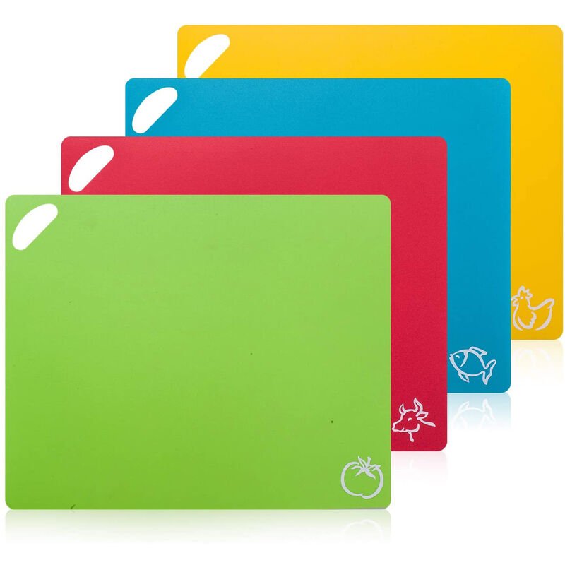 4 piezas de tabla de cortar flexible codificada por colores juego de alfombrilla de corte de cocina de plastico de calidad alimentaria barato
