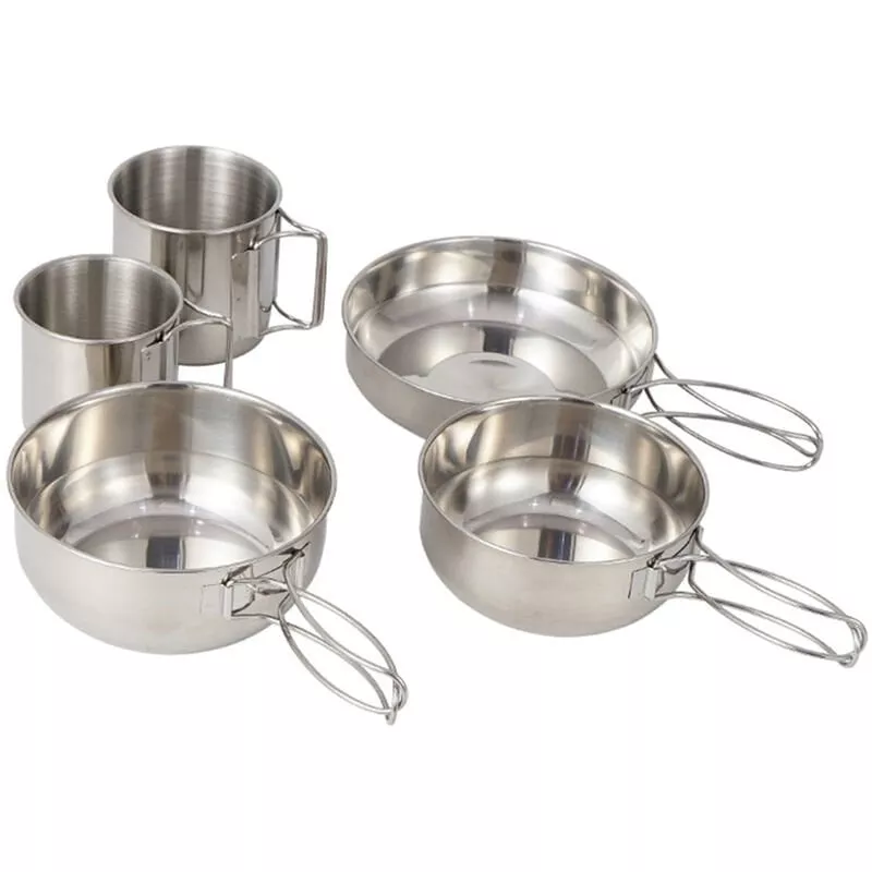 5 Uds, Utensilios De Cocina Para Acampar, Kit De Desorden, Sarten De Cocina De Acero Inoxidable Portatil, Cuencos, Tazas Para Acampar Al Aire Libre, En Oferta 5 Uds