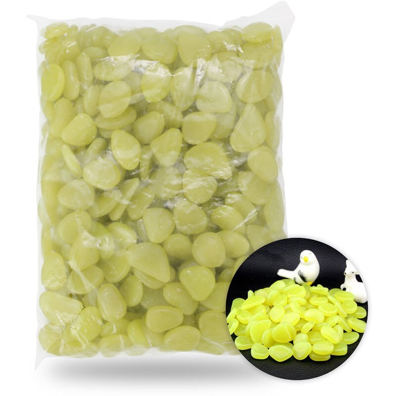 500 piezas de guijarros de jardin que brillan en la oscuridad