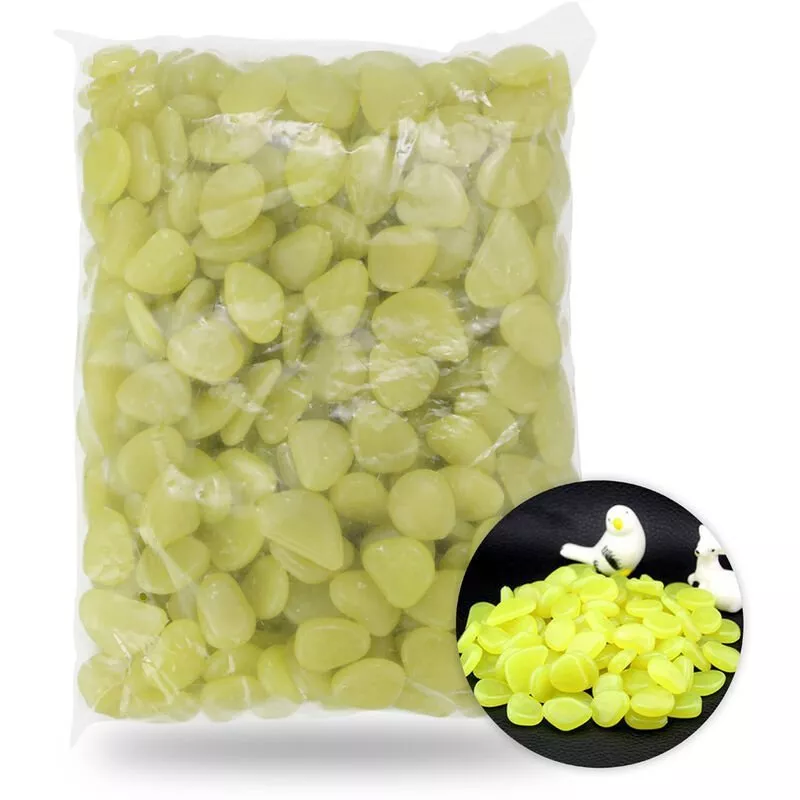 500 Piezas De Guijarros De Jardin Que Brillan En La Oscuridad, Para Pasarelas, Plantas De Decoracion De Acuario, Piedras Luminosas,Amarillo En Oferta 500 Piezas De Guijarros De Jardin Que Brillan En La Oscuridad