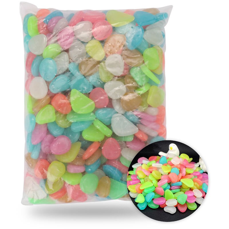 500 piezas de guijarros de jardin que brillan en la oscuridad