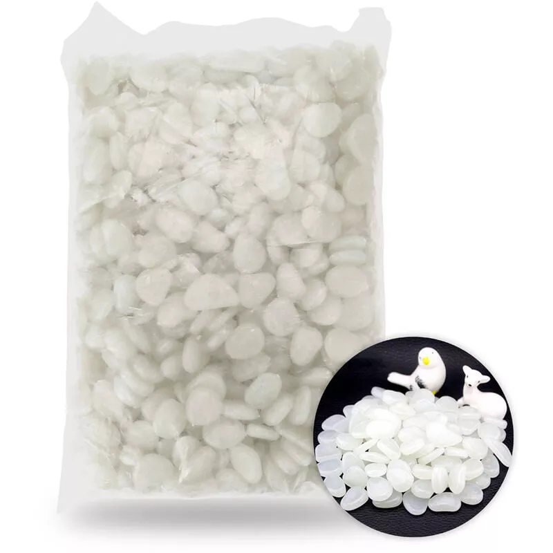 500 Piezas De Guijarros De Jardin Que Brillan En La Oscuridad, Para Pasarelas, Plantas De Decoracion De Acuario, Piedras Luminosas,Blanco En Oferta 500 Piezas De Guijarros De Jardin Que Brillan En La Oscuridad