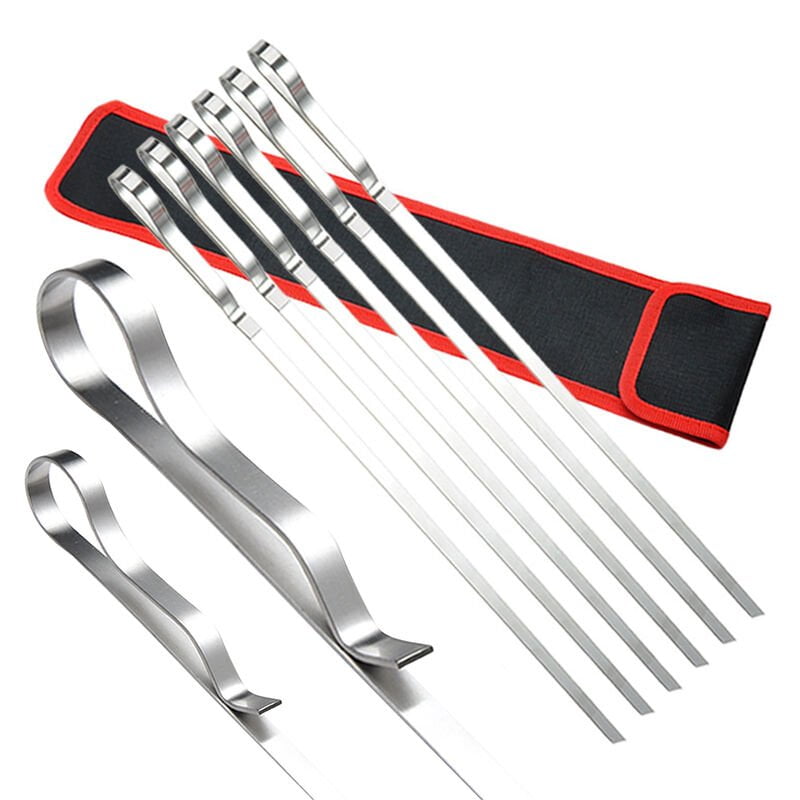 6 varillas para brochetas de barbacoa con bolsa de almacenamiento