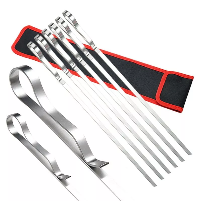 6 Varillas Para Brochetas De Barbacoa Con Bolsa De Almacenamiento, Reutilizables Para Asar A La Parrilla, Herramientas De Acero Inoxidable Para En Oferta 6 Varillas Para Brochetas De Barbacoa Con Bolsa De Almacenamiento