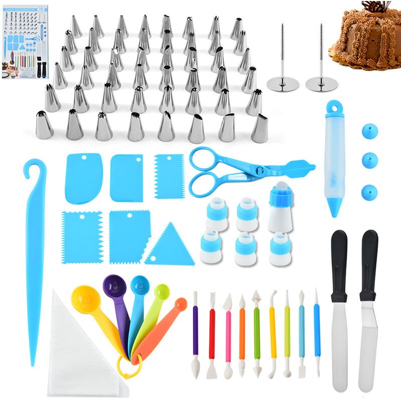 78PCS Kits de decoracion de pasteles con puntas de glaseado Bolsas de pasteleria Unas de flores Acopladores reutilizables Cuchara medidora Juego de barato