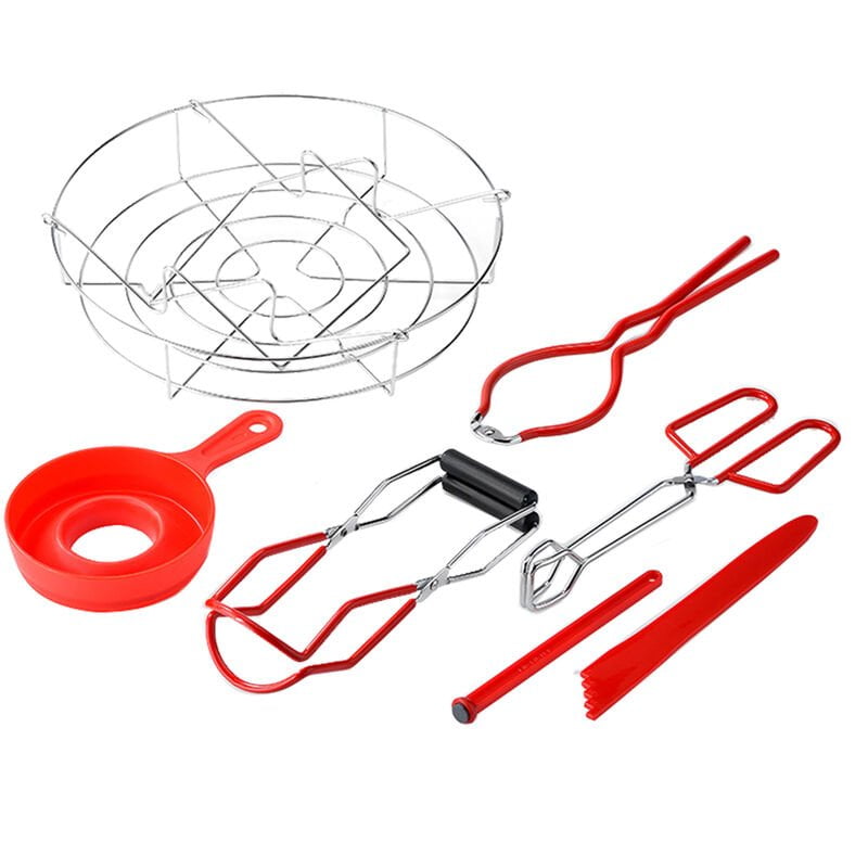 7PCs Kit profesional de enlatado Embudo de enlatado Levantador de tarro Llave para tarro Pinzas de cocina Levantador de tapa de popper de burbujas barato