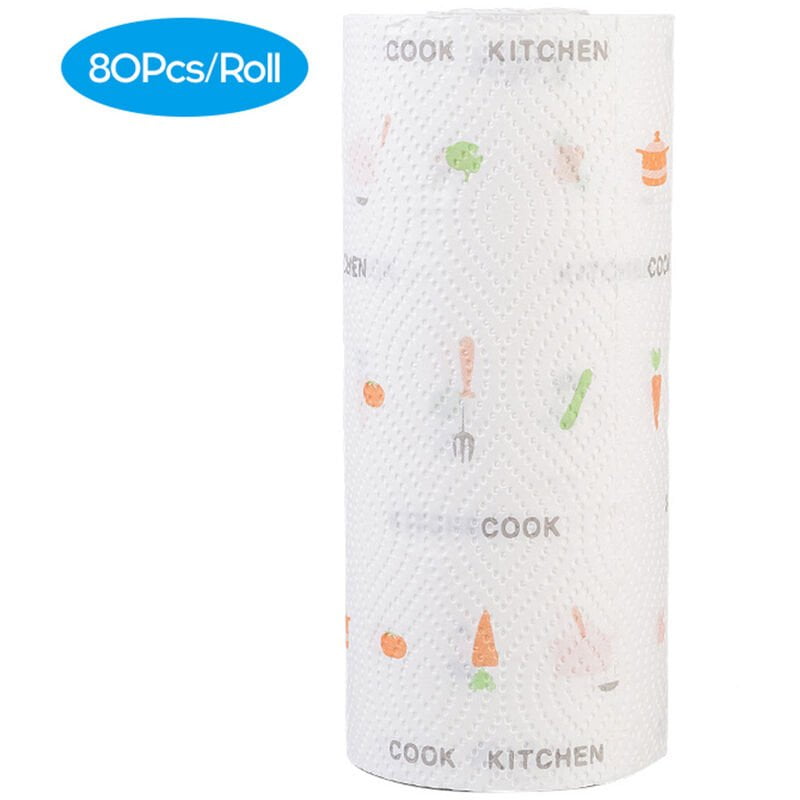 80 Unids / rollo Papel absorbente de aceite desechable Papel de limpieza absorbente de cocina Uso en seco y humedo