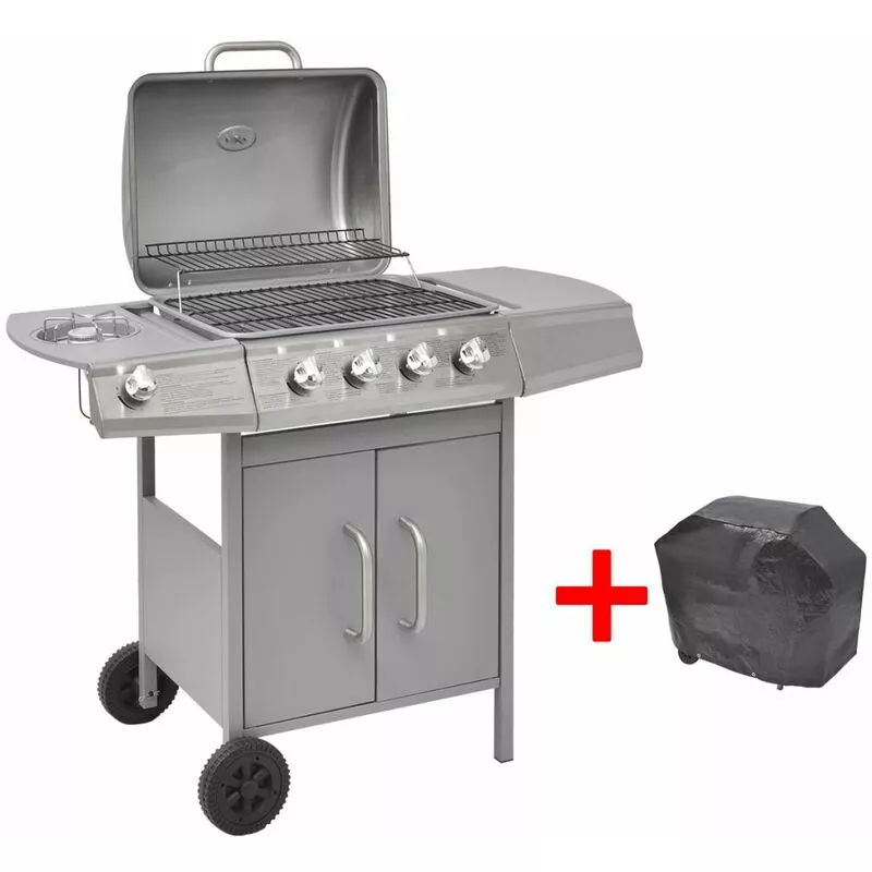 Abcrital - Barbacoa grill de gas 4+1 quemadores plateada barato