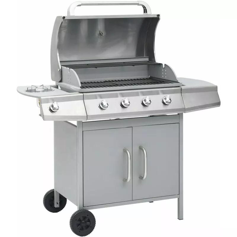 Abcrital - Barbacoa Grill De Gas 4+1 Quemadores Plateada En Oferta Abcrital - Barbacoa Grill De Gas 4+1 Quemadores Plateada Barato