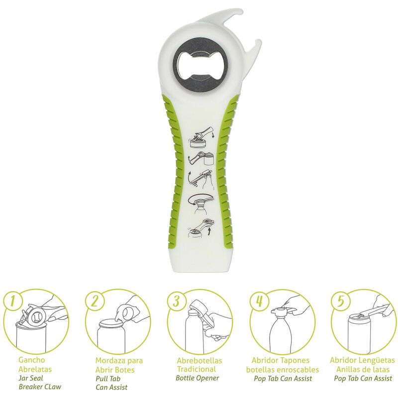 Abre latas / botellas / botes multifunción 5 en 1 barato