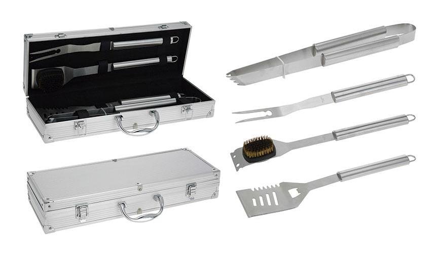 Accesorios metálicos barbacoa + maletín barato