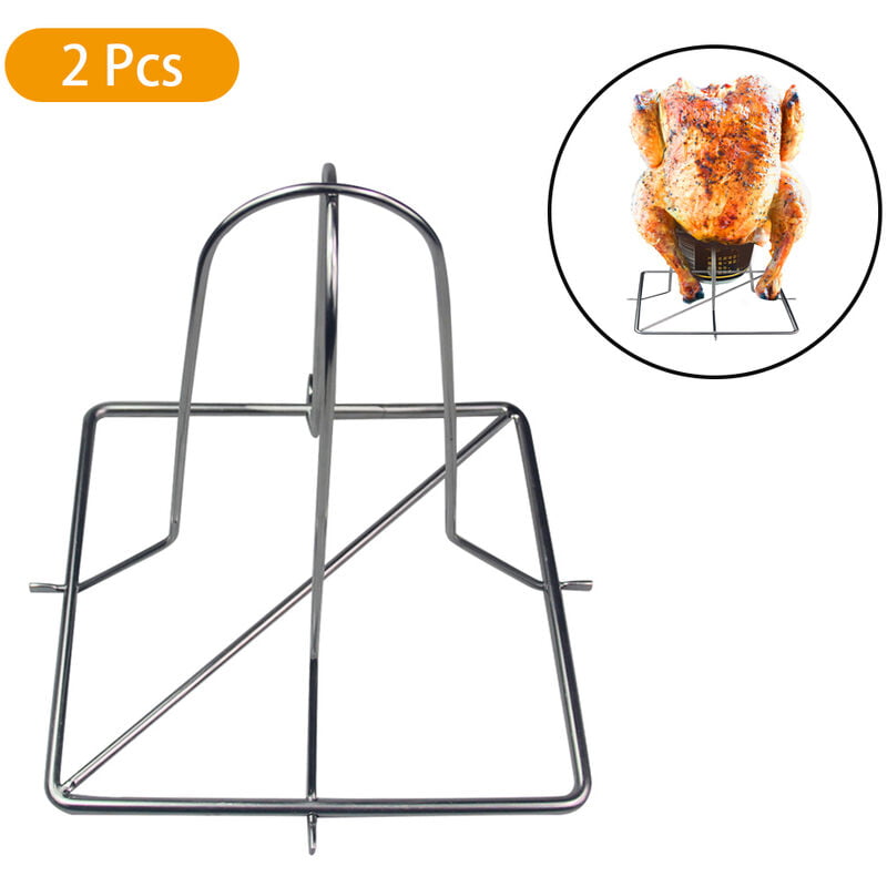 Acero inoxidable de la cerveza puede pollo sostenedor del estante de la cerveza Pollo Asador Parrilla de horno o fuma 2 piezas barato