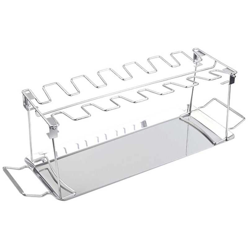 Acero inoxidable del ala de pollo Pierna rack de parrilla horno ahumador 12 ranuras tostador de pie