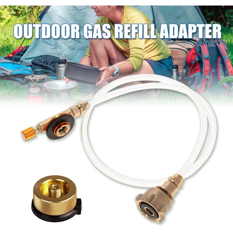 Adaptador de recarga de propano para estufa de camping al aire libre Adaptador de conversion de gas acoplador de cilindro plano LPG
