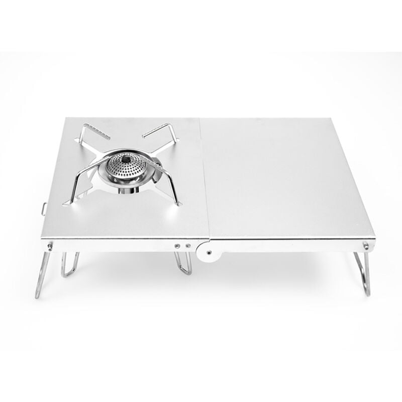 Al aire libre a prueba de viento plegable Estufa de campo Soporte de coccion Tabla estacion de excursion que acampa con mochila de picnic