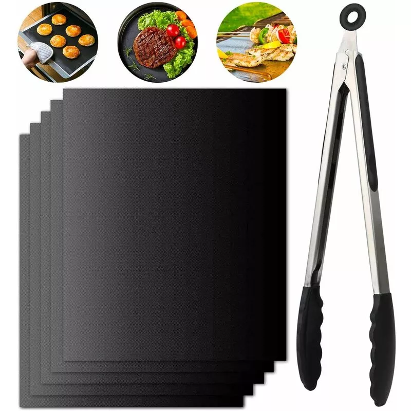 Alfombrilla De Cocina Litzee, Juego De 5 Alfombrillas Para Parrilla 40X33Cm Alfombrilla Antiadherente Y Reutilizable Para Parrilla A Gas Carbón En Oferta Alfombrilla De Cocina Litzee