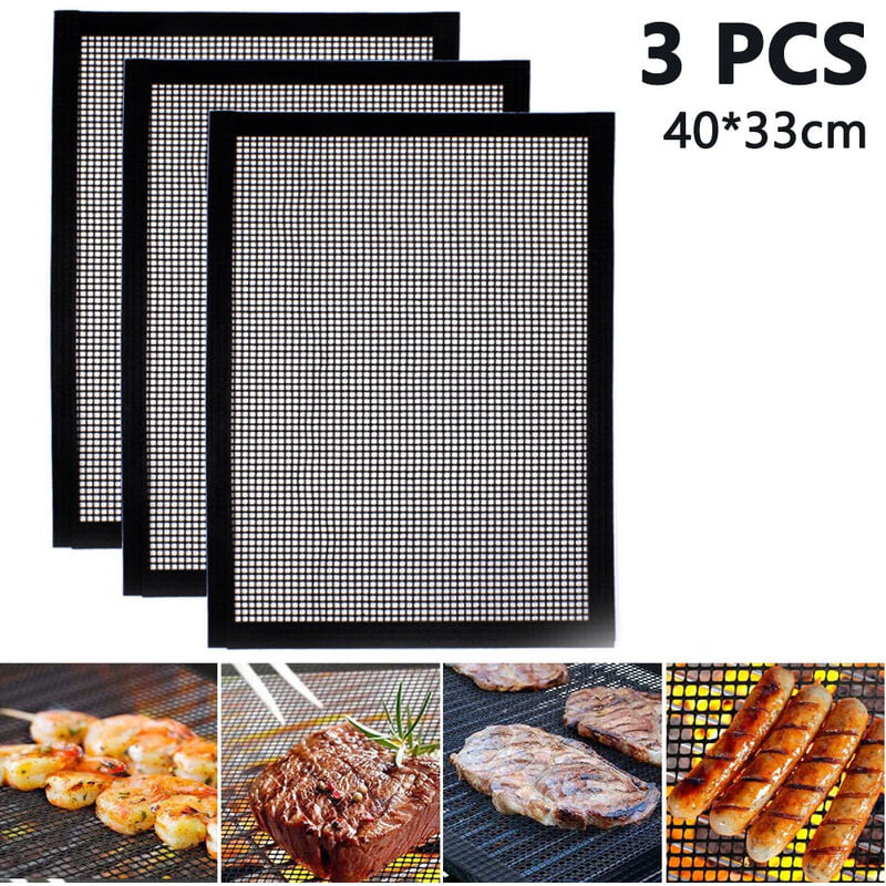 Alfombrilla para parrilla de barbacoa de 3 piezas para asar y hornear