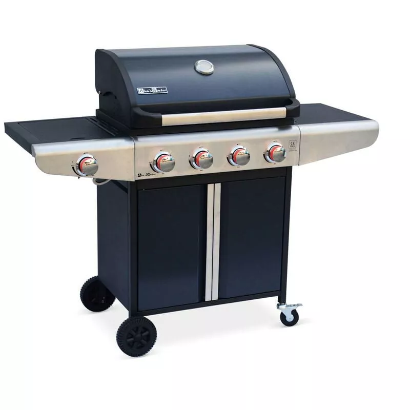 Alice'S Garden - Barbacoa De Gas - Bazin 4 Gris Antracita - Cocina Exterior 4 Quemadores + 1 Fogón Lateral Con Tablas Y Termómetro, Almacenaje, En Oferta Alice'S Garden - Barbacoa De Gas - Bazin 4 Gris Antracita - Cocina Exterior 4 Quemadores + 1 Fogón Lateral Con Tablas Y Termómetro