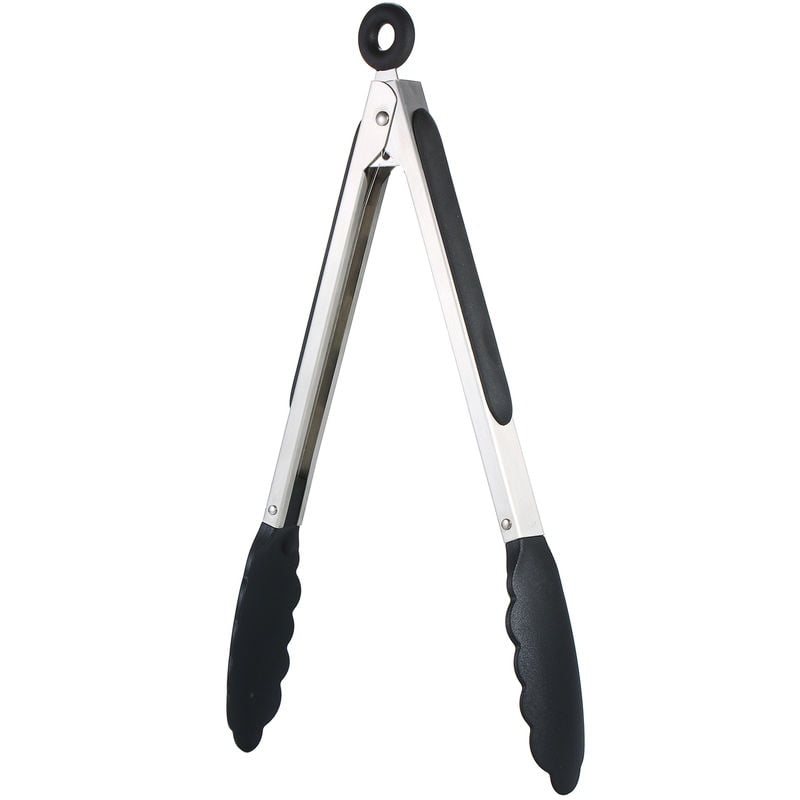 Alimentos Pinzas de acero inoxidable de cocina Snacks clip de seguridad de silicona Mango anti-escaldar Pan Tong Ensalada de herramientas