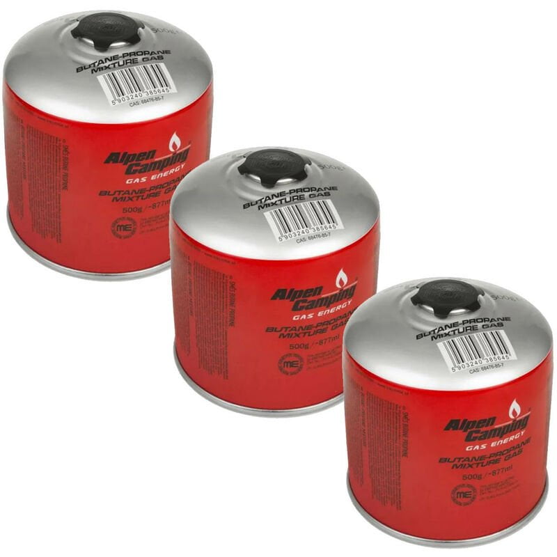Alpen - Pack de 3 Cilindros de Gas Butano/Propano MIX 500gr Estufas de Camping Barbacoas Aparatos de Gas barato