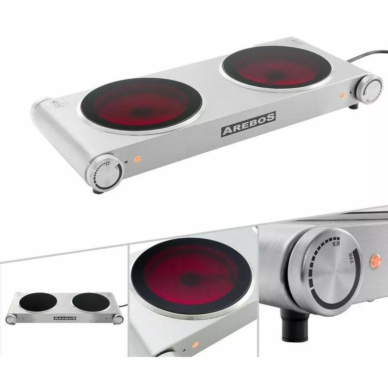 Arebos - Hornillo Eléctrico 2400 W - Fogón Placa De Cocina - Plateado En Oferta Arebos - Hornillo Eléctrico 2400 W - Fogón Placa De Cocina - Plateado Barato