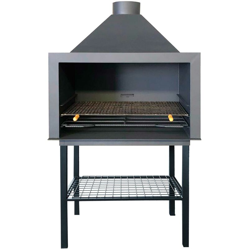 Arnedo - Barbacoa de hierro fundido con patas y leñero 100cm. + 2 Parrillas. barato