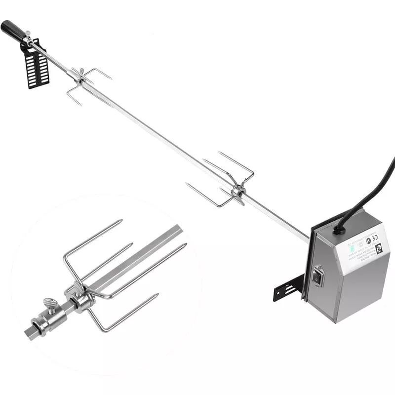 Asador Electrico Giratorio Automático, Pincho Para Barbacoa De Acero Inoxidable Brocheta De 107Cm Con Motor - Fixkit En Oferta Asador Electrico Giratorio Automático