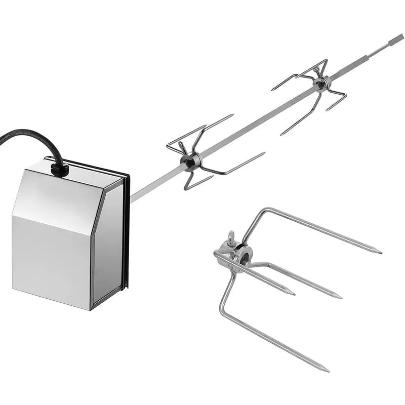Asador Eléctrico Giratorio Automático, Pincho(9 * 9 * 117Cm) Para Barbacoa, Bbq De Acero Inoxidable, Brocheta Con Motor, Velocidad De Rotación En Oferta Asador Eléctrico Giratorio Automático