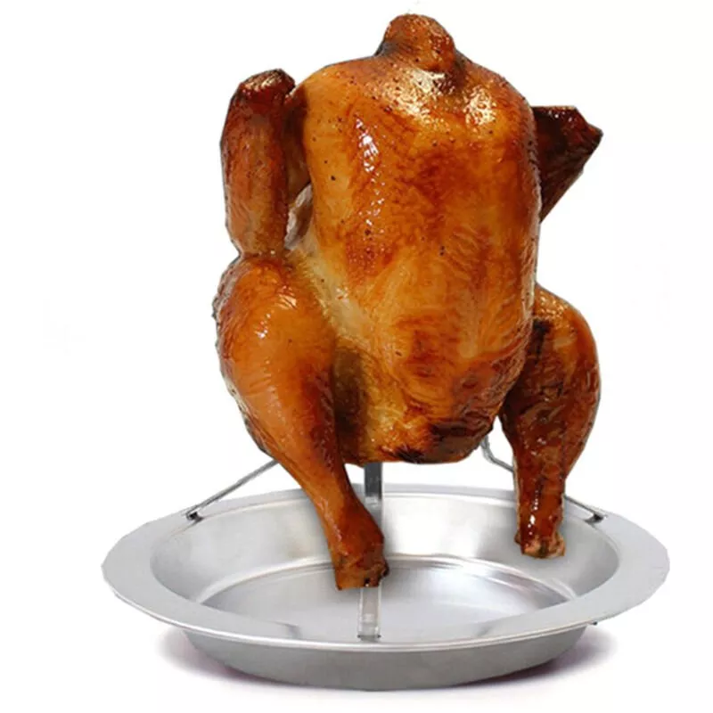 Asador De Pollo Estante Del Sostenedor Del Soporte Vertical De Acero Inoxidable Asador De Pollo Con Bandeja De Goteo Para El Horno, Plata En Oferta Asador De Pollo Estante Del Sostenedor Del Soporte Vertical De Acero Inoxidable Asador De Pollo Con Bandeja De Goteo Para El Horno