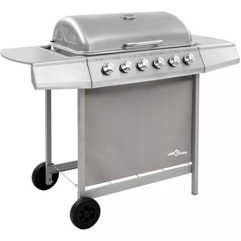 Asupermall - Barbacoa De Gas Con 6 Fogones Plateado En Oferta Asupermall - Barbacoa De Gas Con 6 Fogones Plateado Barato