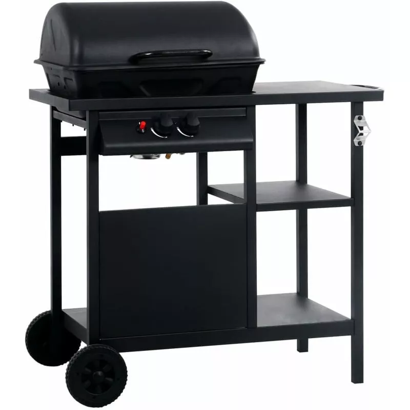 Asupermall - Barbacoa Portatil De Gas Con Mesita De 3 Estantes Negro En Oferta Asupermall - Barbacoa Portatil De Gas Con Mesita De 3 Estantes Negro Barato