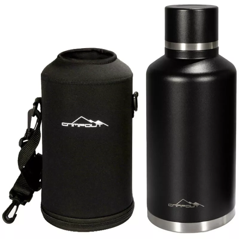 Asupermall - Botella De Agua De Acero Inoxidable Aislada Al Vacío De 2L Con Bolsa De Transporte Para Acampar Senderismo Mochilero Picnic,Negro En Oferta Asupermall - Botella De Agua De Acero Inoxidable Aislada Al Vacío De 2L Con Bolsa De Transporte Para Acampar Senderismo Mochilero Picnic